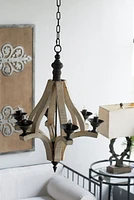 Adjustable Light Wood Chandelier - Bulb Not Included