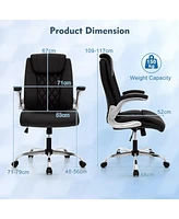 Costway Pu Leather Office Chair Height Adjustable Executive with Headrest