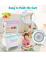 Costway Kid's Ice Cream Cart Food Trunk Play Toy Set with Display Rack & Accessories