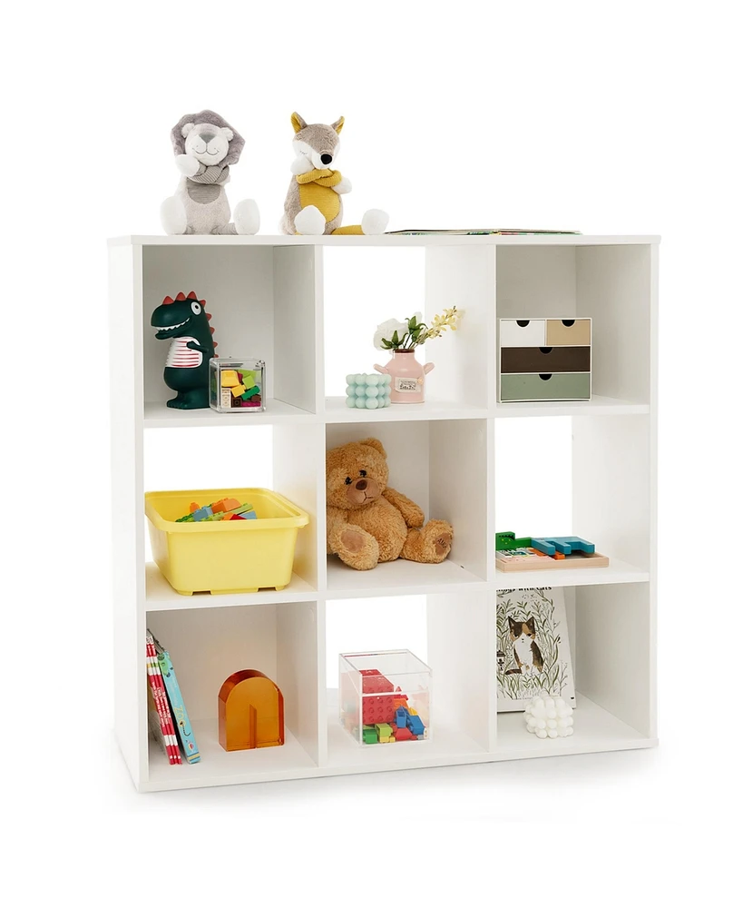 9-Cube Kids Toy Storage Organizer Wooden Children's Bookcase Display Bookshelf