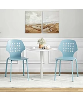 Metal Dining Chair Set of 4 Armless Kitchen Hollowed Backrest & Legs
