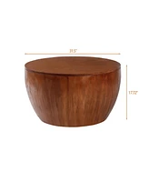 31.50"Vintage Style Bucket Shaped Coffee Table For Office, Dining Room And Living Room, Brown