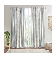 Ink+Ivy Cotton Printed Curtain Panel with Chenille Stripe and Lining