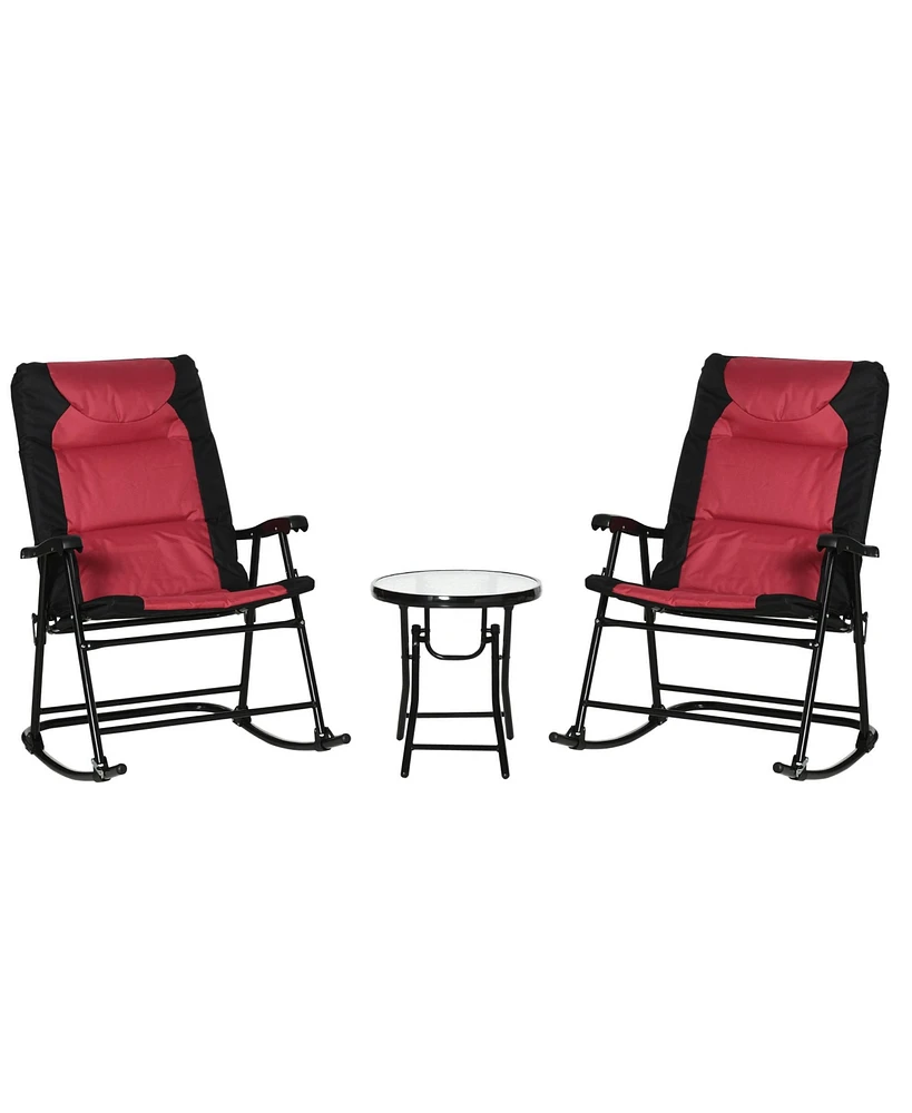 Simplie Fun Red Outdoor Patio Furniture Set with Rocking Chairs