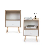 Simplie Fun 2 Mid Century Wood Nightstands with Drawer