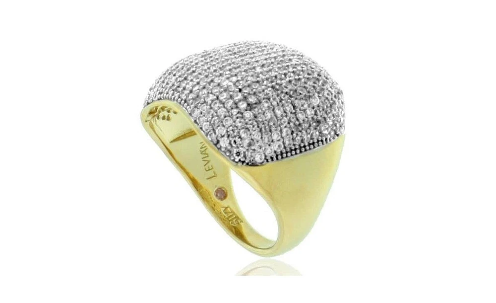 Suzy Levian Sterling Silver Cubic Zirconia Modern Pave Wide Band Ring