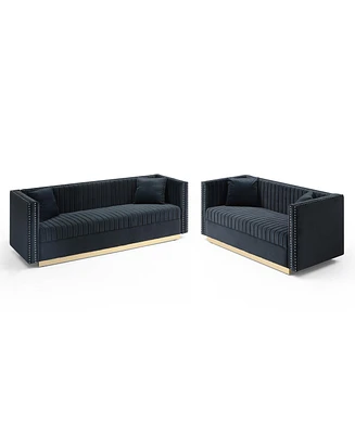 Simplie Fun Modern Black Velvet Sofa & Loveseat Set