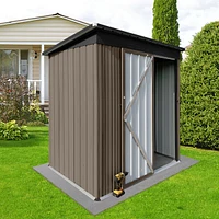 Metal Garden Sheds 5FT×4FT Outdoor Storage Sheds Brown + Black