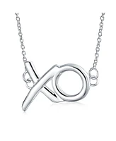 Bling Jewelry Minimalist Hugs And Kisses Xo Station Pendant Necklace For Women For Sterling Silver With Chain