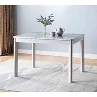 Streamdale Furniture Dining Table Faux Marble White & White Oak