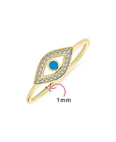 Bling Jewelry Minimalist Midi Knuckle 1MM Band Stackable Delicate Cz Halo Evil Eye Ring For Women Sterling Silver