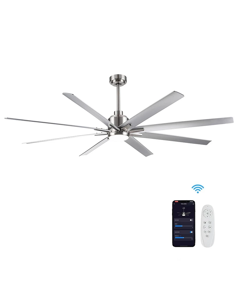 Streamdale Furniture Smart 72" Integrated Led Ceiling Fan With Silver Blades In Brushed Nickel Finish