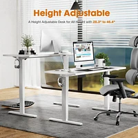 Electric Height Adjustable Standing Desk, Sit To Stand Ergonomic Computer Desk, White, 40" X 24"