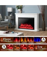 Costway 34''Electric Fireplace Insert Heater Log Flame Effect w/ Remote Control