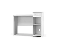 Slickblue Computer Desk with Drawer Modern Laptop Pc Desk with Adjustable Shelf and Cable Hole-White