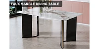 Streamdale Furniture White marble dining table with gold accents