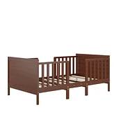 Slickblue 2-in-1 Convertible Kids Wooden Bedroom Furniture with Guardrails