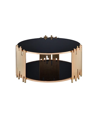 Streamdale Furniture Tanquin Coffee Table In Gold & Black Glass