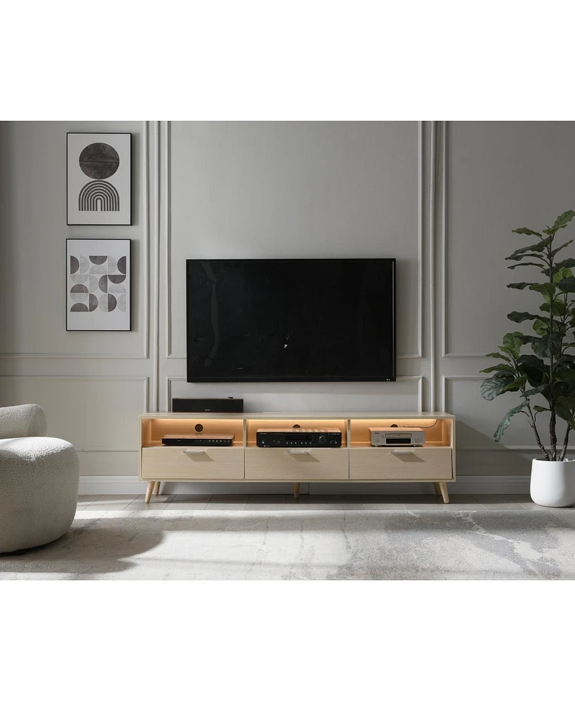 Simplie Fun Modern Led Tv Stand with Storage Console