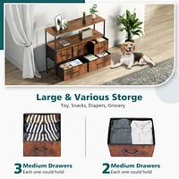 Dresser For Bedroom, Chest Of Drawers, 5 Drawer Dresser, Closet Fabric Dresser With Metal Frame