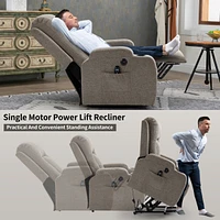 350 lbs Power Lift Recliner with Massage & Heat (Brown)
