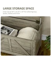 Farmhouse Storage Chest with Safety Hinge, Gray
