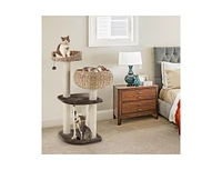 Slickblue 41 Inch Rattan Cat Tree with Napping Perch-Beige