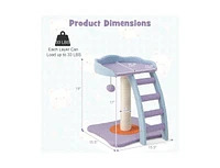Slickblue 19 Inch Mohair Plush Cat Tree with Ladder and Jingling Ball-Purple