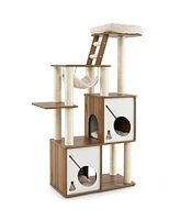 Slickblue 57" Cat Tree Tower Multi-Level Activity Center with Scratching Posts- Natural