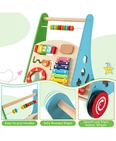 Slickblue Toddler Push Walker Activity Center Toy with Burr-free Handle
