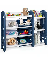 Slickblue Kids Toy Storage Organizer with Bins and Multi-Layer Shelf for Bedroom Playroom