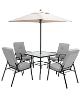 Gymax 5ft Patio Square Market Table Umbrella Shelter 4 Sturdy Ribs