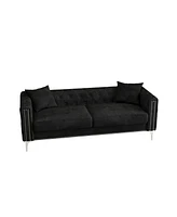 Simplie Fun Sofa Includes 2 Pillows, 83" Velvet Triple Sofa