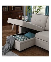 Streamdale Furniture Upholstered Pull Out Sectional Sofa With Chaise