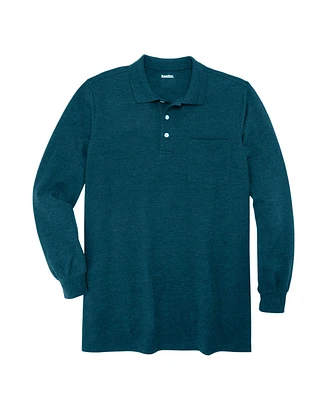 KingSize Big & Tall Longer-Length Long-Sleeve Shrink-Less Piqu Polo