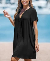 Cupshe Women's V-Neck Cover-Up Mini Dress