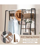 Costway 1 Pc 5-In-1 Entryway Coat Rack Storage Shoe Bench Freestanding Wooden