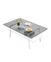 Simplie Fun Modern Gray Glass Coffee Table