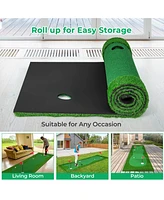 Costway 10 x 5 Ft Golf Putting Green Professional Golf Training Mat with 2 Golf Balls