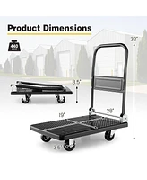 Costway Folding Push Cart Dolly Platform Hand Truck with 360° Swivel Wheels 440LBS Capacity