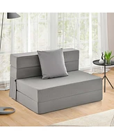 Folding Mattress with Pillow 6 Inch Tri-fold Sofa Bed with High-Density Foam