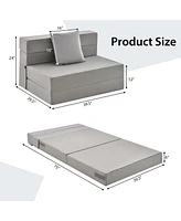 Folding Mattress with Pillow 6 Inch Tri-fold Sofa Bed with High-Density Foam