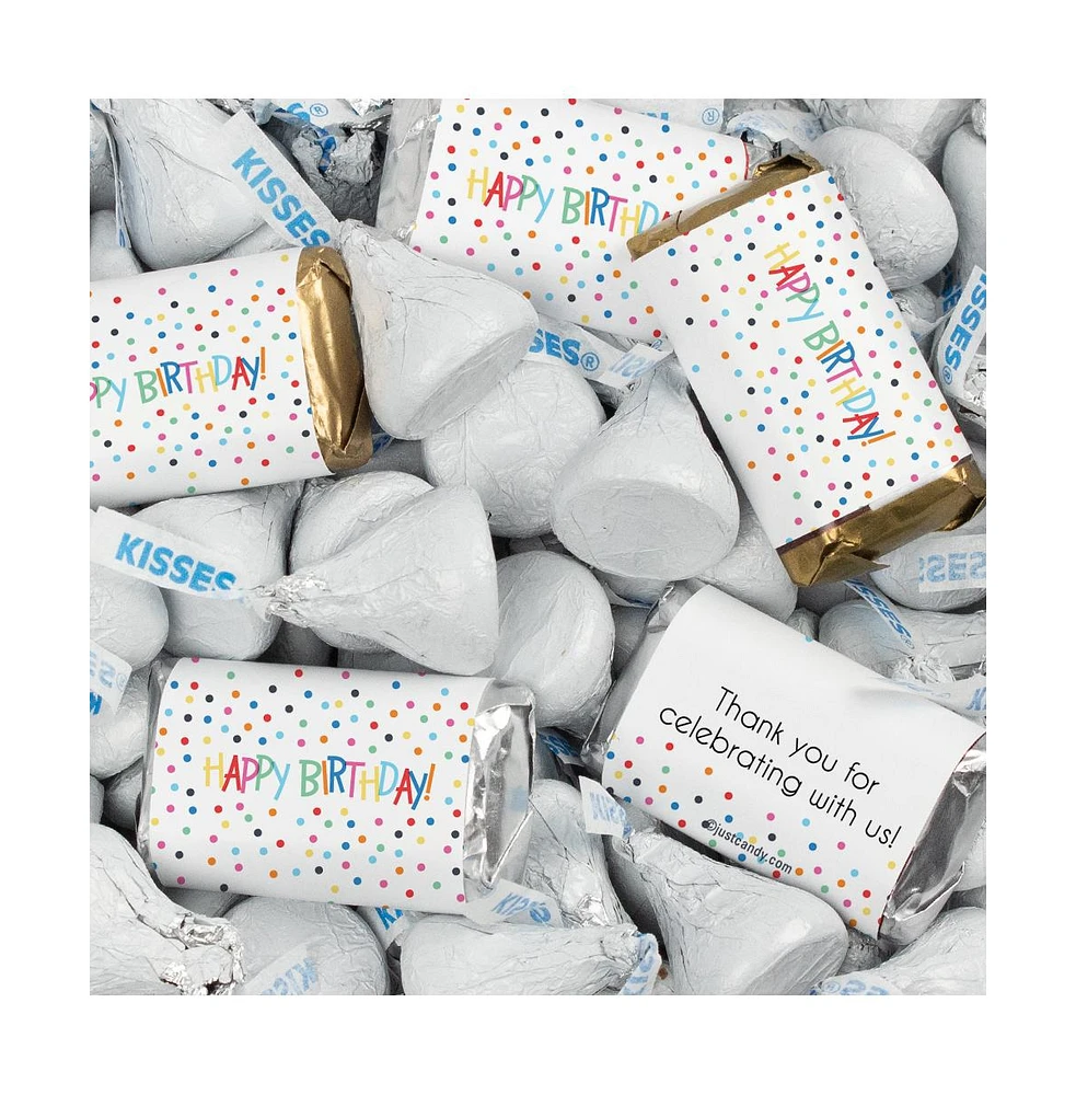 Just Candy 131 Pcs Birthday Candy Party Favors Hershey's Miniatures & Gold Kisses (1.65 lbs) - Dots