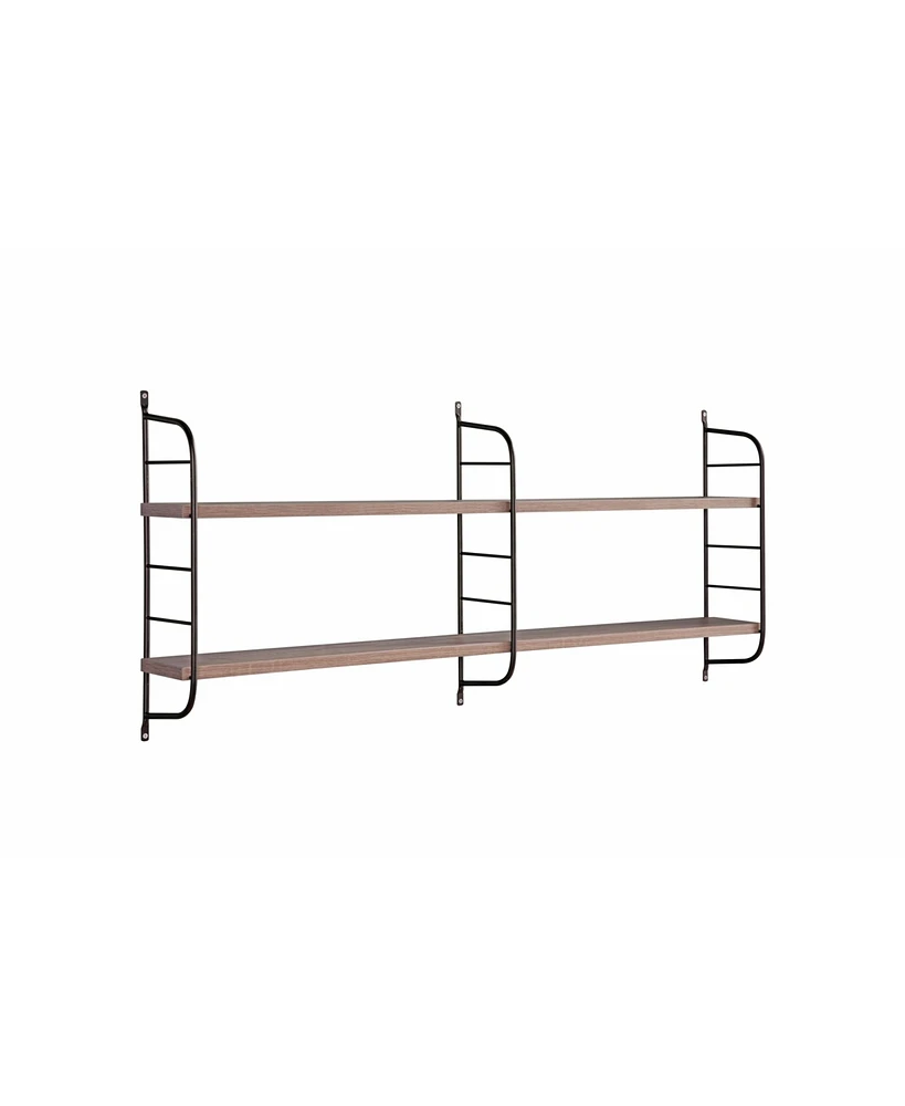 Simplie Fun Mounted Two Tier Wall Shelf Dark Taupe Black