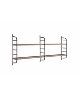 Simplie Fun Mounted Two Tier Wall Shelf Dark Taupe Black