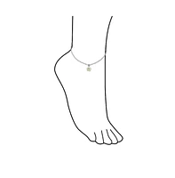 Bling Jewelry Created White Synthetic Opal Inlay Plumeria Flower Anklet Link Chain Ankle Bracelet For Women Sterling Silver Adjustable