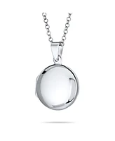 Bling Jewelry Medium Simple Dome Round Circle Photo Lockets For Women That Hold Pictures Silver Locket Necklace Pendant