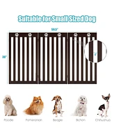 Slickblue 36 Inch Folding Wooden Freestanding Pet Gate Dog with 360° Flexible Hinge