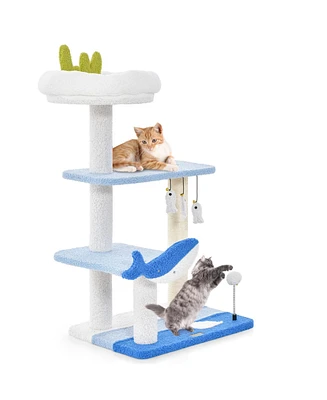 Slickblue 3-level Cat Tower with Sisal Covered Scratching Posts-Blue