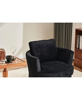 Streamdale Furniture Velvet Swivel Barrel Chair with Gold Base